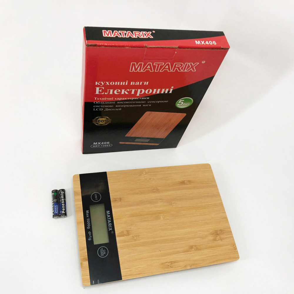 Компактные кухонные весы с батарейками MATARIX MX-406 5кг Wood, Кухонные весы с функцией сброса тары FX-48 Ивано-Франковск - изображение 3