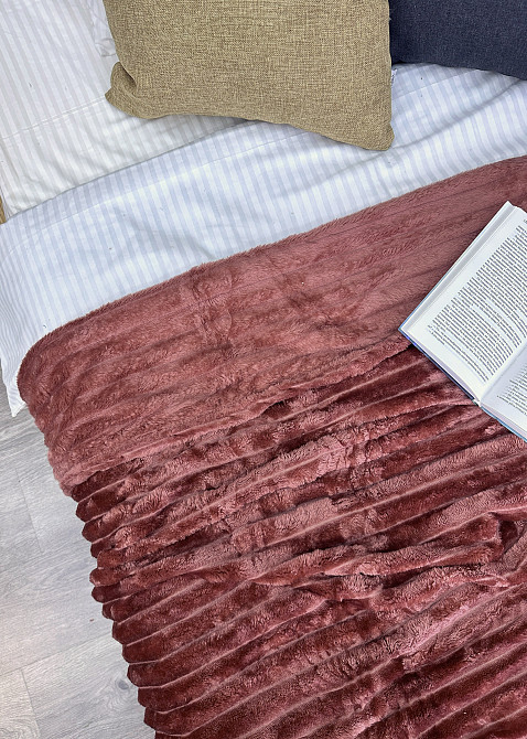 Плед-покривало смужка Шарпей 200х225 см (+-10см) Кораловий (87-153) Київ - фото 2