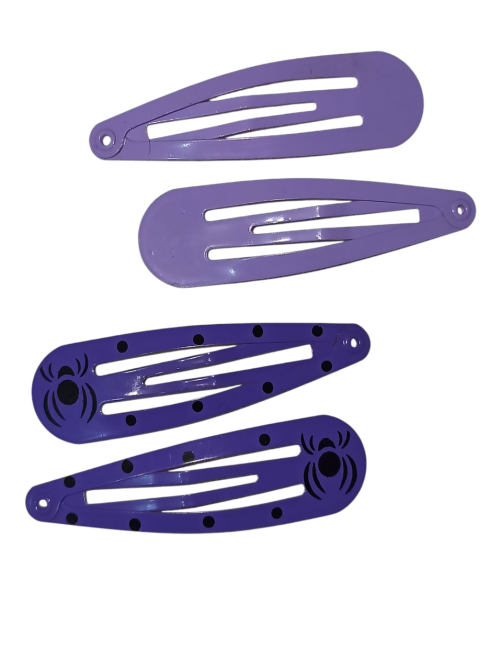 Набор 2 заколки с принтом паук и 2 заколки без принта для волос на Хэллоуин фиолетовый Киев - изображение 2