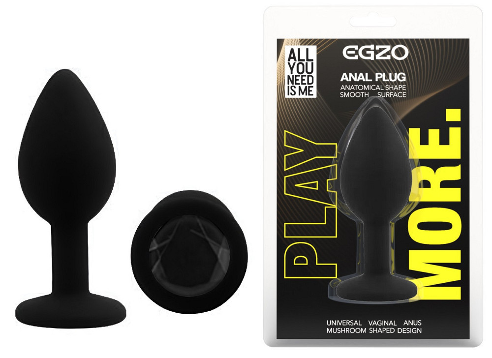 Силіконова анальна пробка EGZO - Silicone Black Round Plug Black, size S Sex Aura Київ - фото 1