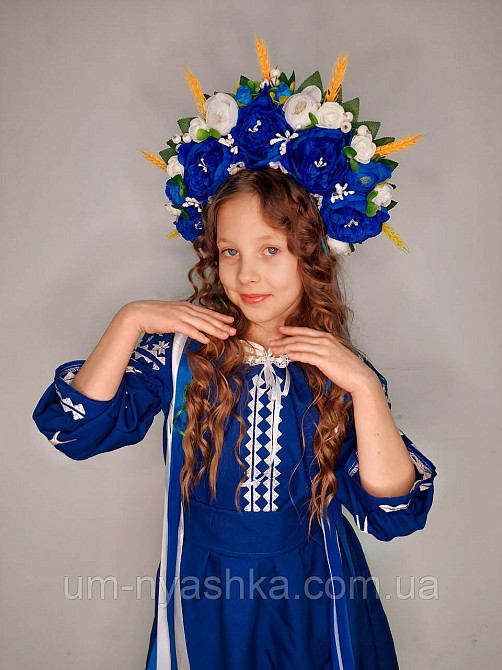 Віночок ободок з квітами "Сценічний з колосками та стрічками" Кривий Ріг - фото 3