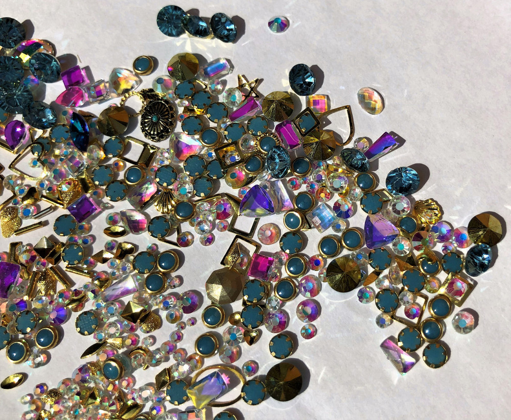 Стрази Swarovski мікс різні розміри і форми + формочки різних форм (1400 шт) АВ , сині й лілові. Київ - фото 7