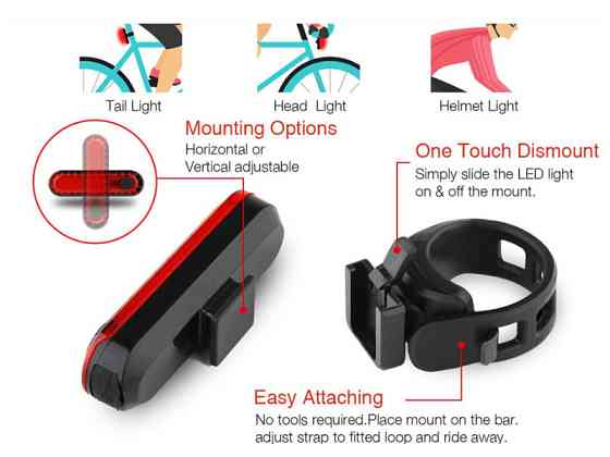 Задний стоп USB 50 Lumens для велосипеда + usb-шнур Feel Fit Бровары