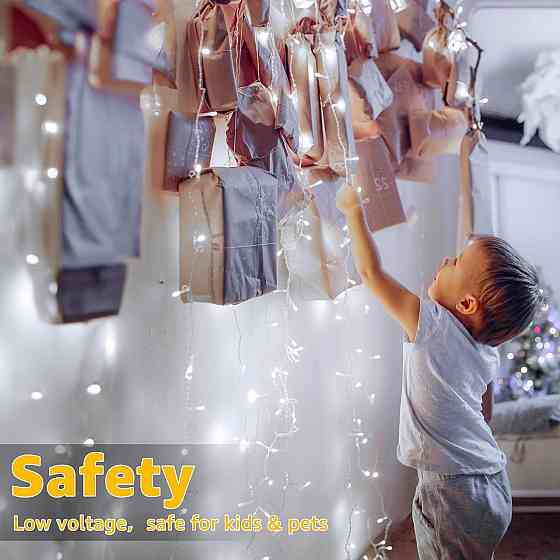 Світлодіодна гірлянда ZeMu Fairy Lights 10 м, 100 LED, холодне біле світло, IP44, на батарейках, для дому та вулиці Київ