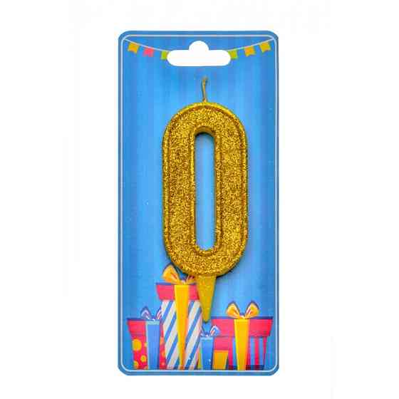 Свічка для торта "Цифра 0" 8008-0001 золото блиск Вінниця