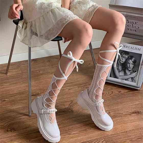 Гольфи із зав'язками "Лоліта" білий XS/S/М (1,2,3) — Еротична білизна Вінниця