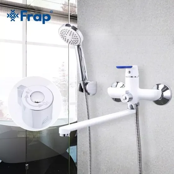 Смеситель для ванны с душевым гарнитуром Frap F2234 белый/хром Киев