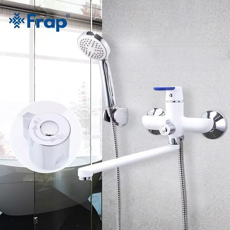 Смеситель для ванны с душевым гарнитуром Frap F2234 белый/хром Киев - изображение 2