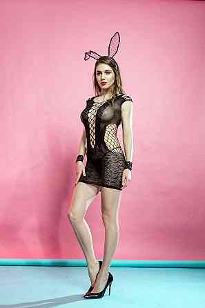 Еротичний бодістокінг сексуальна сукня, білизна мереживна сітка, універсальний розмір зріст: 145–185 см, One Size чорний, 6818 Кам'янець-Подільський