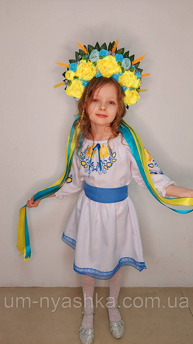 Віночок ободок з квітами "Сценічний з колосками та стрічками" Кривий Ріг - фото 6