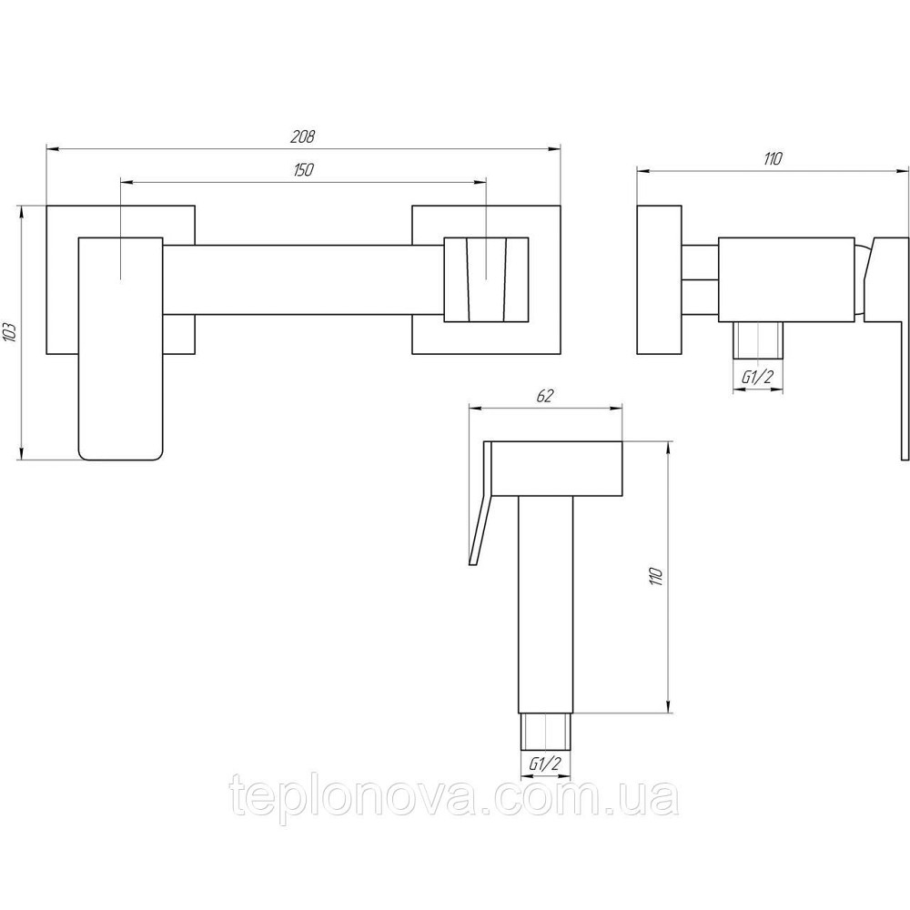Змішувач гігієнічний Globus Lux Niagara GLN-5-106MIX-Graphite Чернівці - фото 3