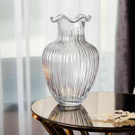 Yiwu Скляна ваза, декоративна фігурка 24,5 см, прозора HP-1701 Коломия