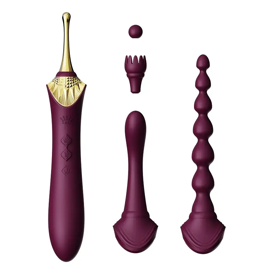 Мультифункціональний вібратор Zalo — Bess 2 Velvet Purple, 4 насадки, підігрів Львів - фото 1