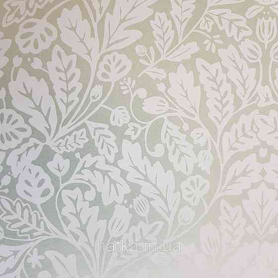 Шпалери вінілові на флізелін Caselio Mystery 0.53х10 м яскраві листя дубок білі на зеленому перламутрі Київ