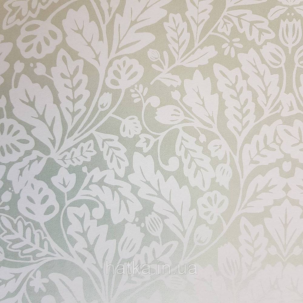 Шпалери вінілові на флізелін Caselio Mystery 0.53х10 м яскраві листя дубок білі на зеленому перламутрі Київ - фото 4