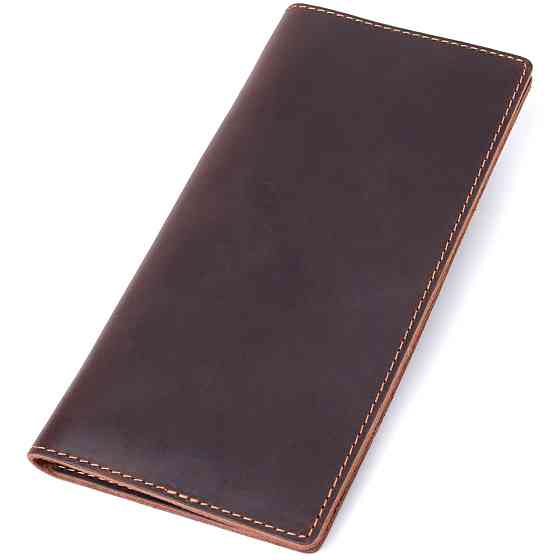 Вертикальный бумажник унисекс из натуральной кожи Vintage sale_15083 Коричневый Киев