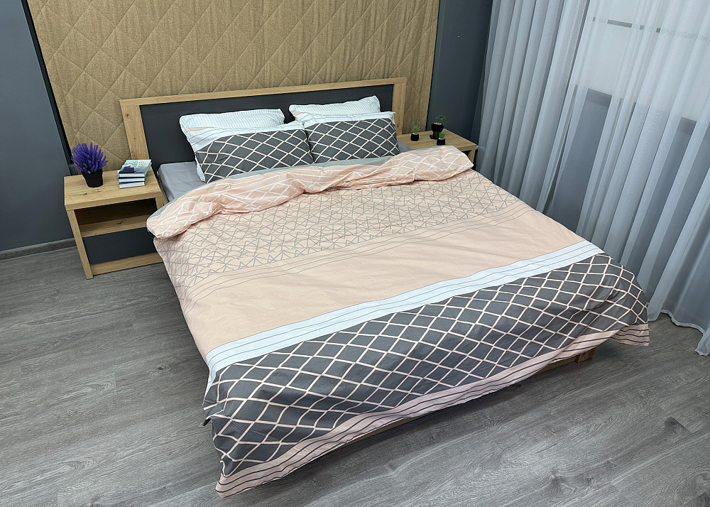 Комплект постельного белья Ранфорс, Decorator Cotton Collection Skagen Евро 220х200 персиковый с серым (88-124) Киев - изображение 3