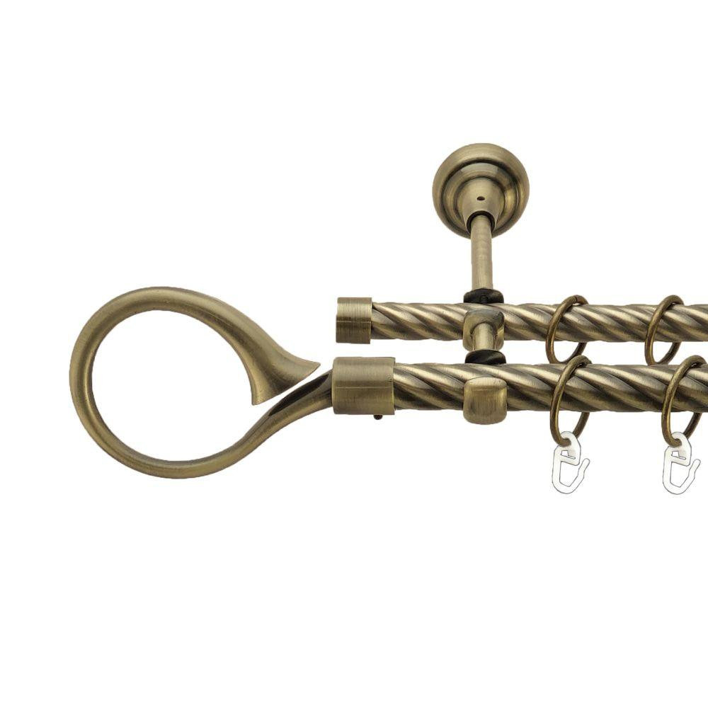 Карниз Orvit Скіпта металевий дворядний відкритий скручена труба кільце металеве Антик 19\16 мм 240 см (00-00017479) Львів - фото 1