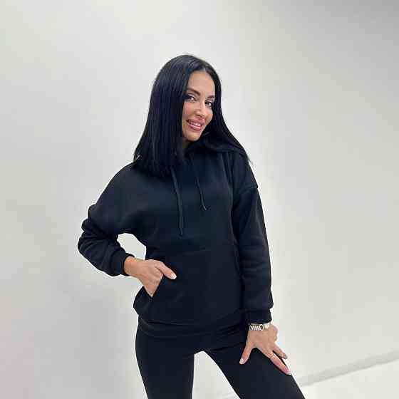 Однотонний батник з капюшоном "Kerry" оптом | Норма і батал Чорний, 50-52 Київ