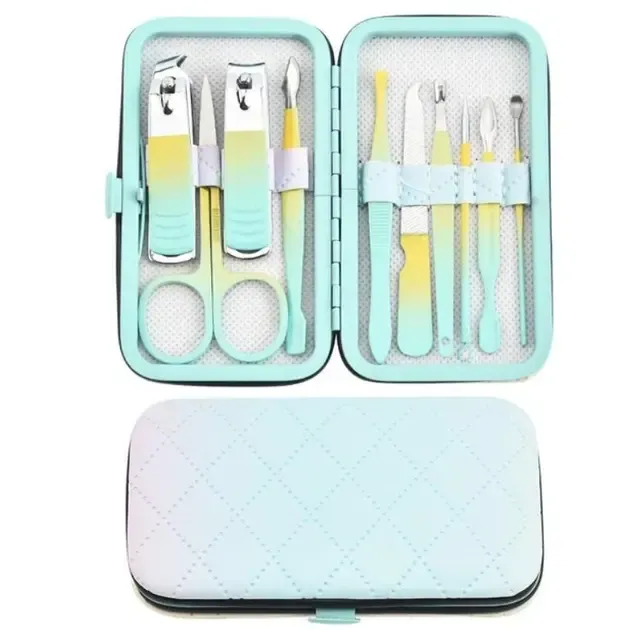 Набор профессиональный для маникюра/педикюра на 10 предметов мятно-желтый в мягком кейсе Коломия - фото 1
