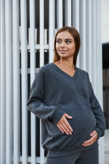 Світшот трикотажний для вагітних і мам-годувальниць oversize Liverpool розмір 2XL-3XL Lullababe Темно-сірий Кривий Ріг - фото 5