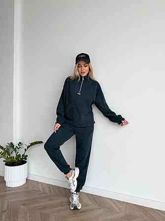 Женский стильный повседневный костюм двойка трикотажный ольвет Зеленый, 50/52 Одесса