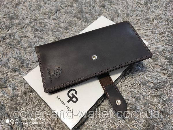 Вінтажний шкіряний гаманець купюрник ручної роботи (коричневий) Grande Pelle 523120 Anet Київ - фото 5