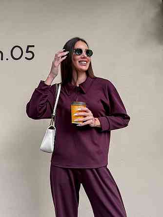 Жіночий базовий прогулянковий костюм на осінь щільний джерсі Винний, 42/44 Одеса