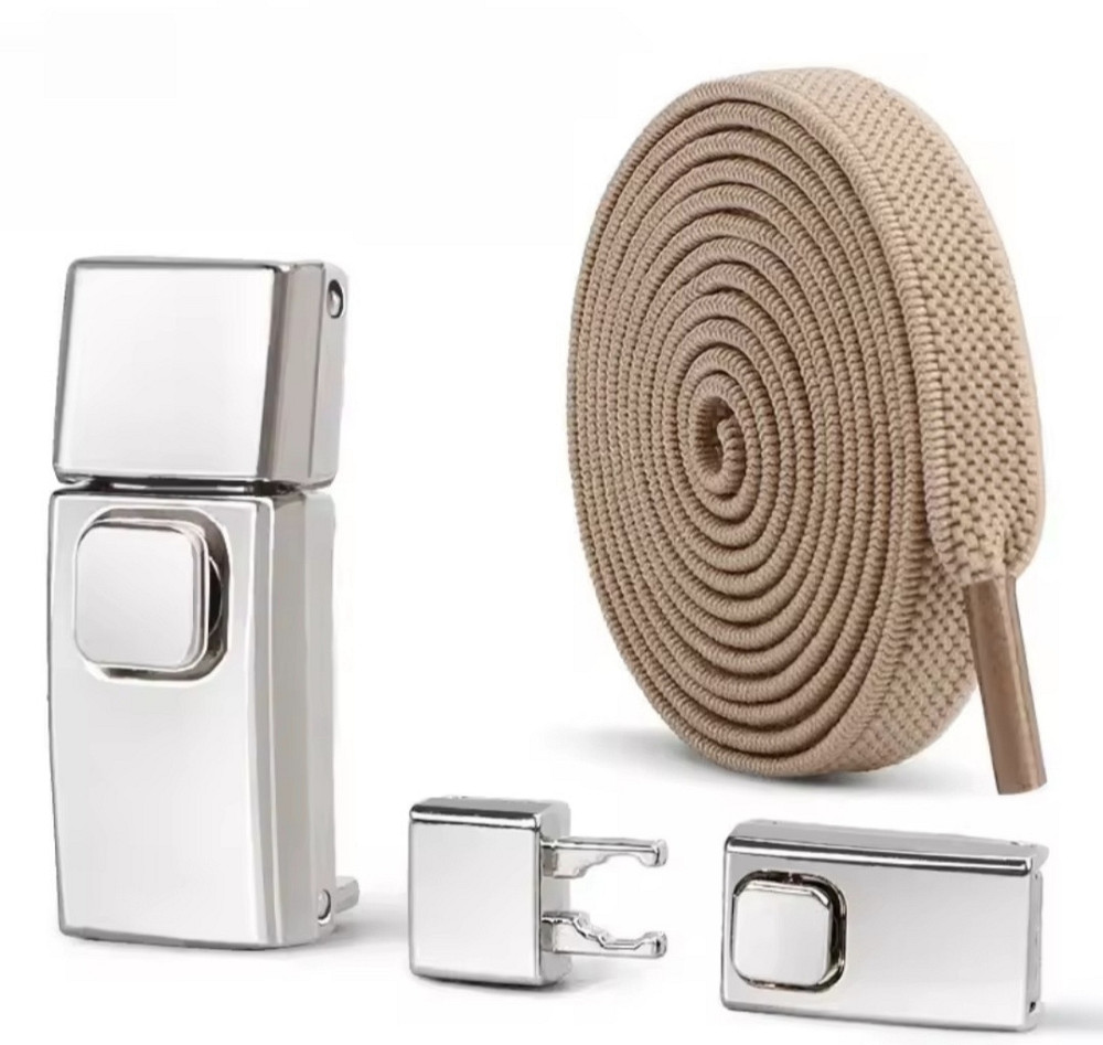 Еластичні шнурки без зав'язок з металевими застібками Хакі Сміла - фото 1