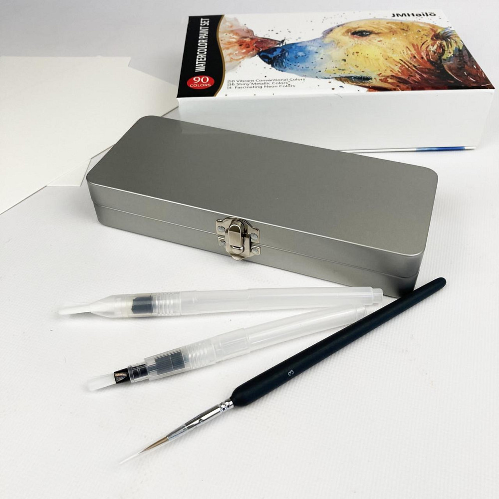 Набір акварельних фарб для малювання Professional Paint Set 90 кольорів в наборі акварельний папір і пензлики Кам'янець-Подільський - фото 10