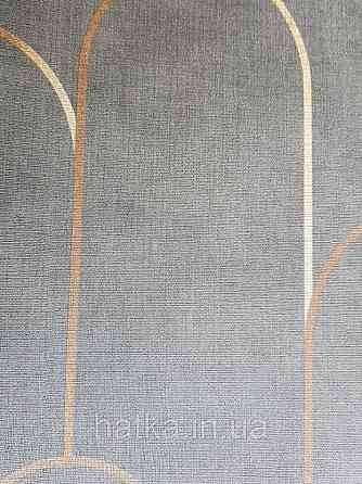 Ообои вінілові на флізелін Decoprint Moments MO22833 лофт геометрія смуги півколо на чорному золоті Київ