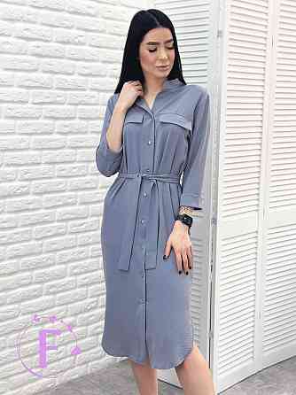 Длинное платье-рубашка с поясом Marcella 42-44, Графит Киев