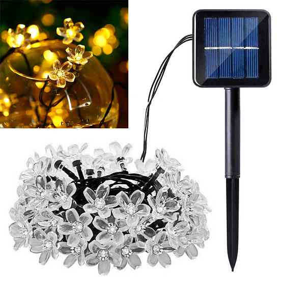 Уличная гирлянда на солнечной батарее 5м,Цветок,Теплый белый SBR Киев