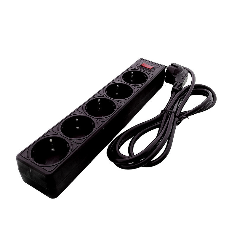 Мережевий фільтр із заземленням 5  гнізд, 2 м, чорний Дніпро - фото 3