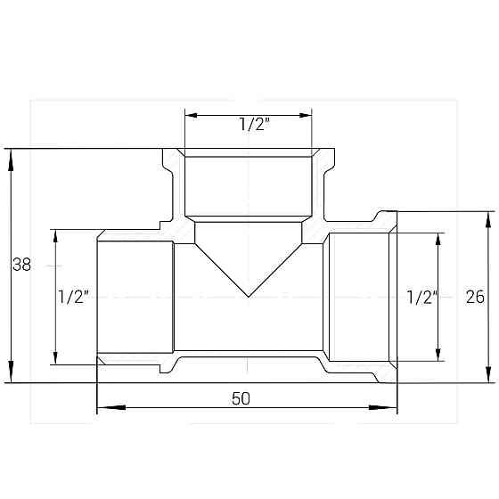 Тройник 1/2″ВВН латунный А0213А (000010491) Киев