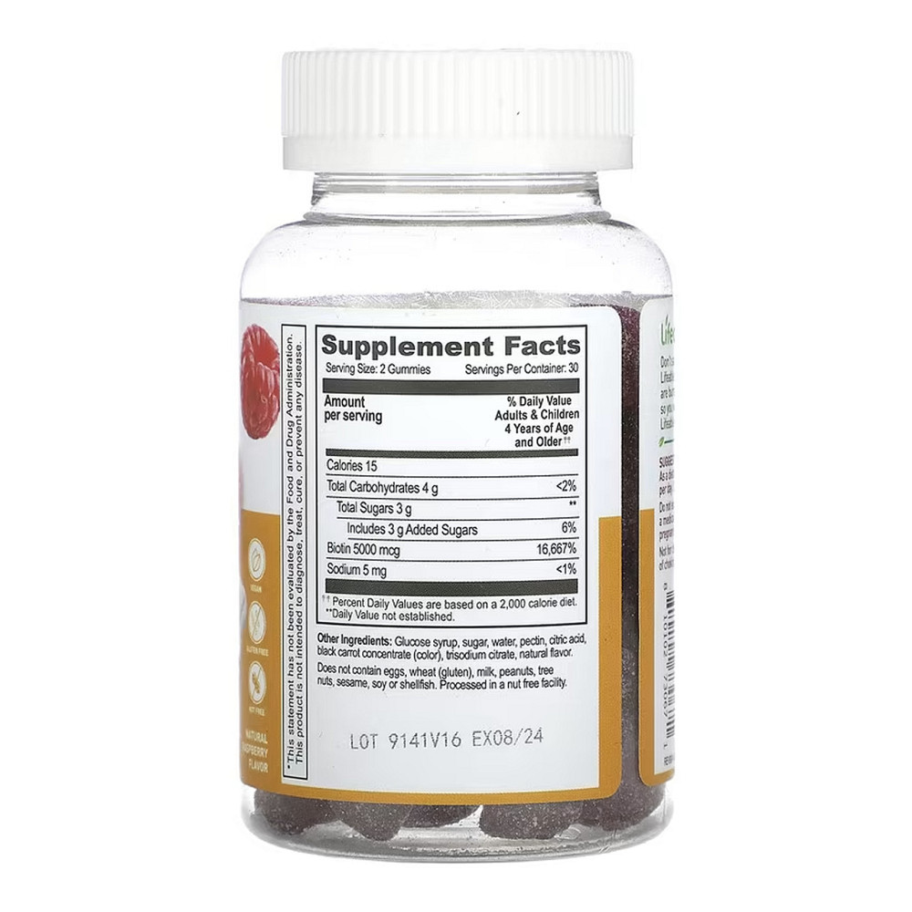 Биотин для детей Lifeable Biotin 5,000 mcg Kids 60 жев таб малина Киев - изображение 2