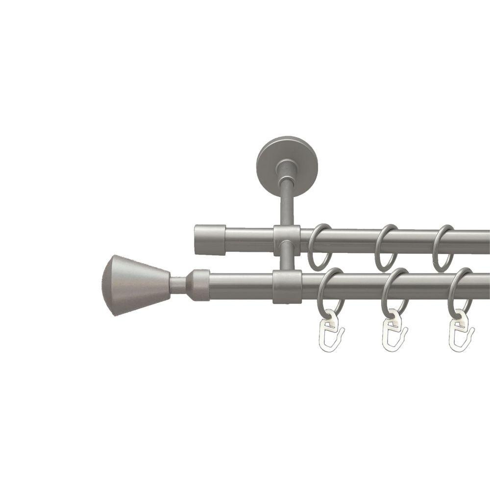 Карниз Orvit Мілано металевий дворядний закритий гладка труба кільце металеве Сатин 16\16 мм 200 см Львов - изображение 1