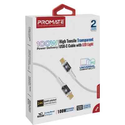 Дата кабель USB-C to USB-C lucidline-cc200.white Promate (lucidline-cc200.white) Вінниця