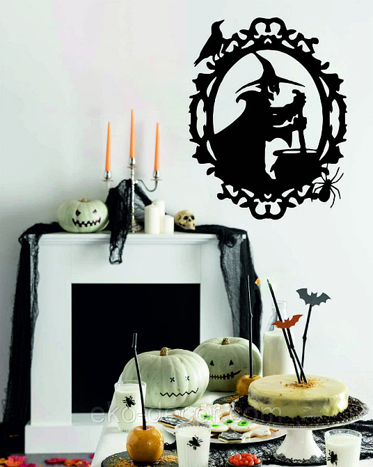 Декоративне настінне Панно «Ведьма та котел», Декор на стіну 70*54 см, Чорний Київ - фото 3