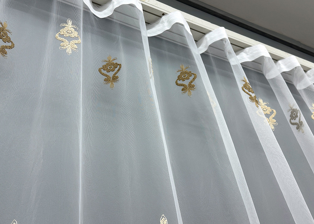 Тюль фатин с объемной вышивкой цвет белый с бежевым и шоколадным 1845т Киев - изображение 7