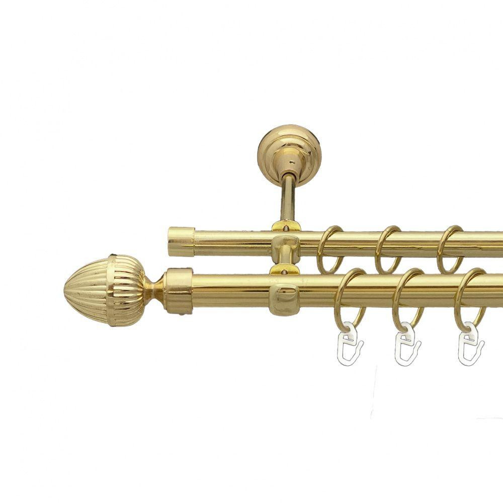 Карниз Orvit Одеон металевий дворядний відкритий гладка труба кільце металеве Золото 19\16 мм 300 см (00-00013029) Львів - фото 1