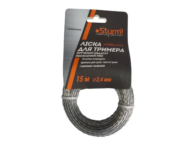 Волосінь для тримера, кручений квадрат із осердям Professional (2.4 мм 15 м) Sturm GT3535-2.4-4-P (читати Рівне - фото 1