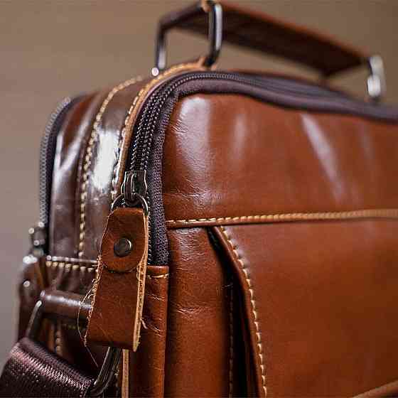 Сумка чоловіча шкіряна Vintage 14835 Коричнева Київ