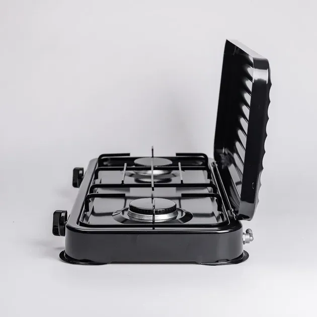 Двухконфорочная газовая настольная плита SK-6002 с регулируемым пламенем и равномерным нагревом Киев - изображение 3