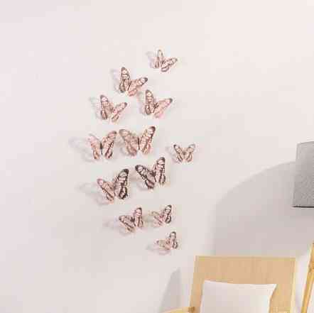 Метелики декоративні мереживні, на скотчі, рожеве золото, в наборі 12штук різних розмірів, пластик Київ