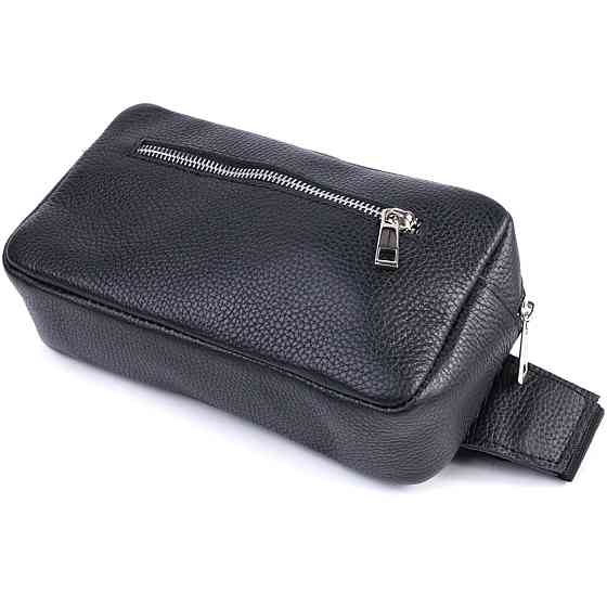 Чоловіча сумка-бананка з натуральної шкіри флотар Shvigel 22826 Чорна Київ