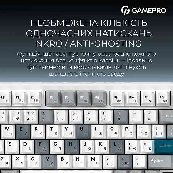 Клавіатура бездротова GamePro Asgard Yord Keychron Super Red Switch White (MK266WH) ( 10086 ) Харків