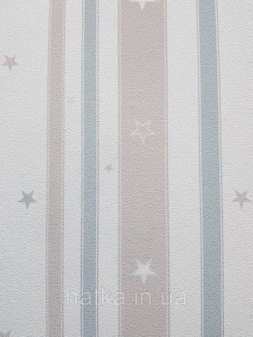 Шпалери вінілові на флізеліні AdaWall Ada Kids метрові дитячі смуги зірки коричневі білі Київ - фото 3