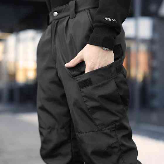 Мужские ватные зимние штаны Pobedov Fight. Черные зимние мужские зимние брюки Киев