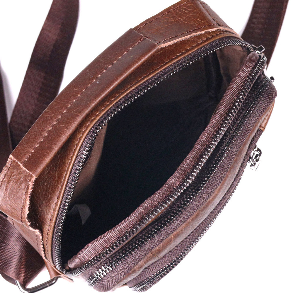 Удобная мужская сумка через плечо из натуральной кожи Vintage 21480 Светло-коричневый Киев - изображение 9